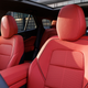 A photo of the bright red leather seats in the Chevrolet Blazer EV.